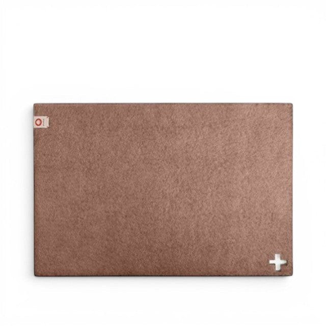 Baabuk brown felted wool table mat with Swiss cross detail, handmade from natural New Zealand sheep wool.
